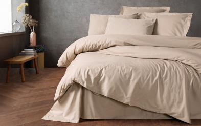 4 piese 200/220 cm; Ranforce 100 % Bumbac Lenjerie de pat Plain Beige 4 piese 200/220 cm; Ranforce 100 % Bumbac